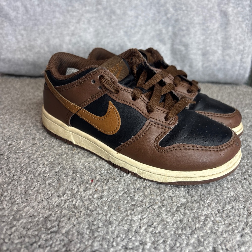 Nike Dunk Low Kids 12.5C Brown Black FB9108-002 Retro Basketball Sneakers